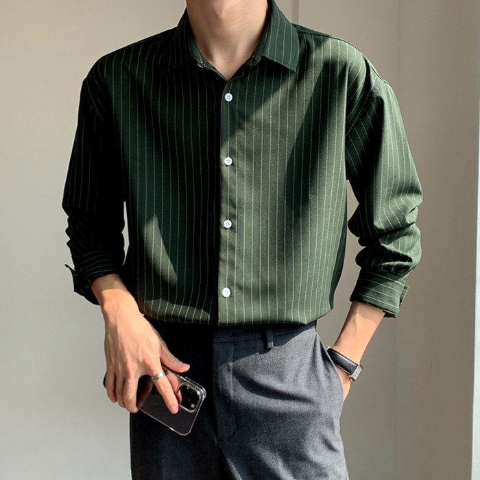 Mens green dress shirt outfit