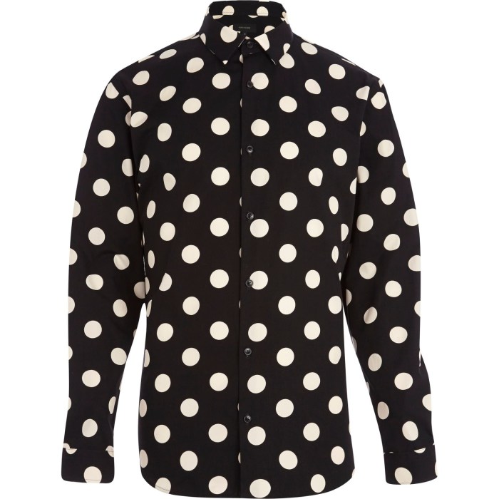 Mens black and white polka dot dress shirt