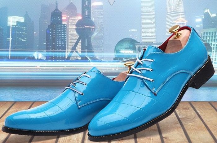 Sky blue men's dress shoes